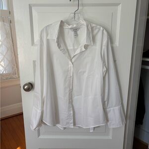 Spanx White Poplin Fitted Button Down Shirt Women’s 1X